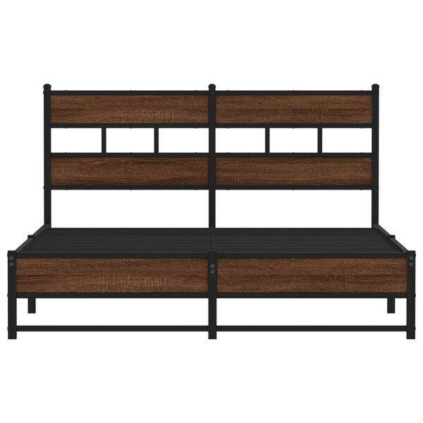 vidaXL Metal Bed Frame without Mattress Brown Oak 160x200 cm