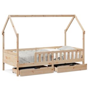 vidaXL Kids Bed Frame with Drawers without Mattress 80x200 cm Solid Wood