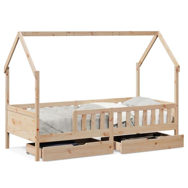 vidaXL Kids Bed Frame with Drawers without Mattress 80x200 cm Solid Wood