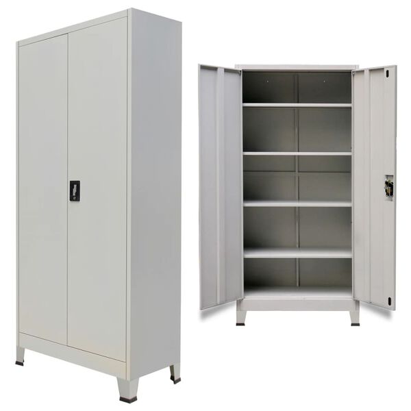 vidaXL Office Cabinet with 2 Doors Steel 90x40x180cm Grey