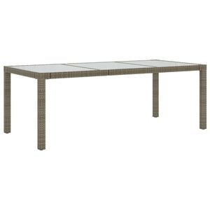 vidaXL Garden Table Grey 190x90x75 cm Tempered Glass and Poly Rattan