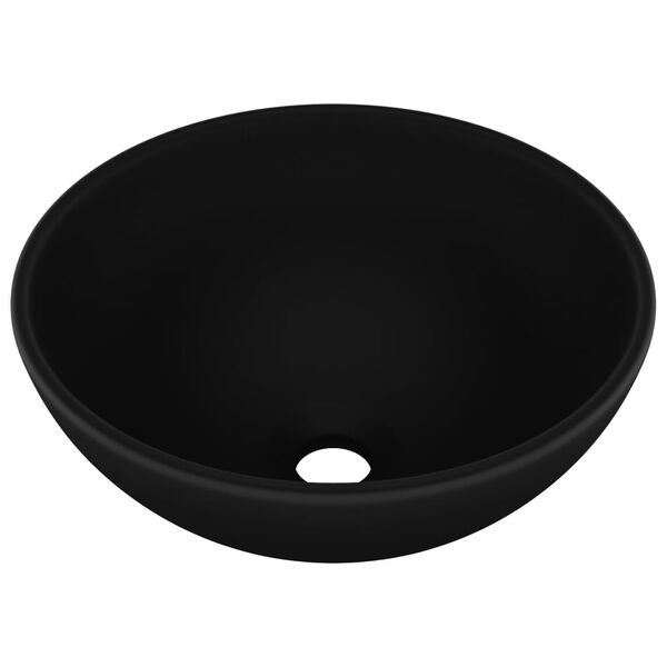 vidaXL Luxury Bathroom Basin Round Matt Black 32.5x14 cm Ceramic