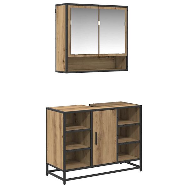 vidaXL Bathroom Furniture Set 2 pcs Artisan Oak Engineered Wood