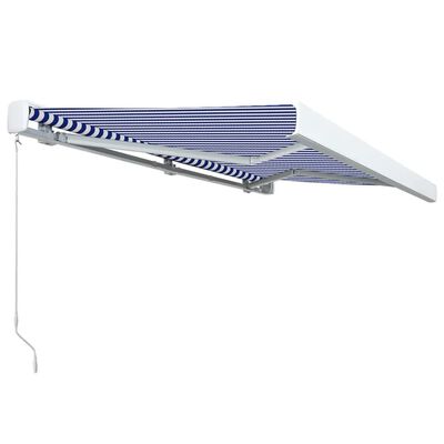 vidaXL Manual Cassette Awning 350x250 cm Blue and White