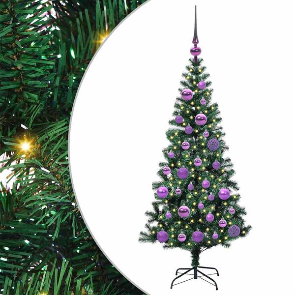 vidaXL Artificial Pre-lit Christmas Tree Green 120 cm PVC and Metal