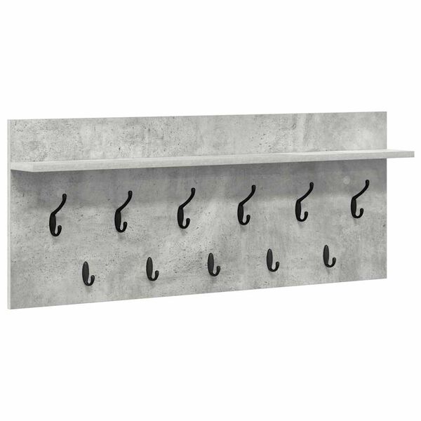 vidaXL Wall-Mounted Coat Rack with Shelf Concrete grey Engineered wood