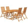 vidaXL 5 Piece Garden Dining Set Solid Acacia Wood 150-200 cm
