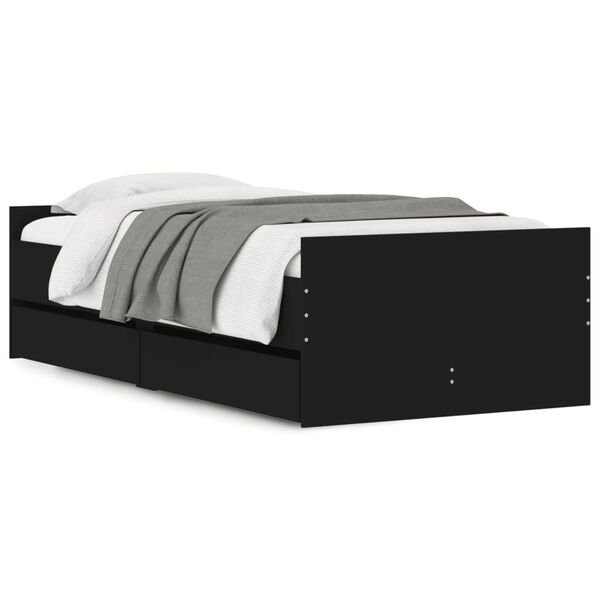 vidaXL Bed Frame with Drawers without Mattress Black 90x190 cm Single