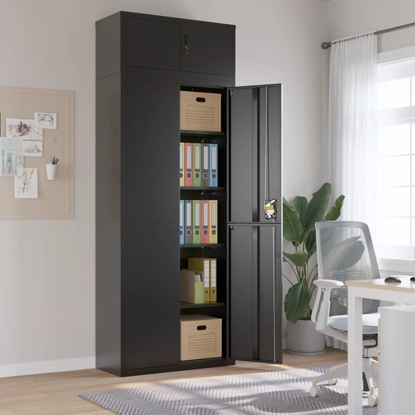 vidaXL File Cabinet Black 90x40x240 cm Steel