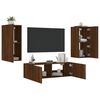 vidaXL 3 Piece TV Wall Cabinets with LED Lights Brown Oak