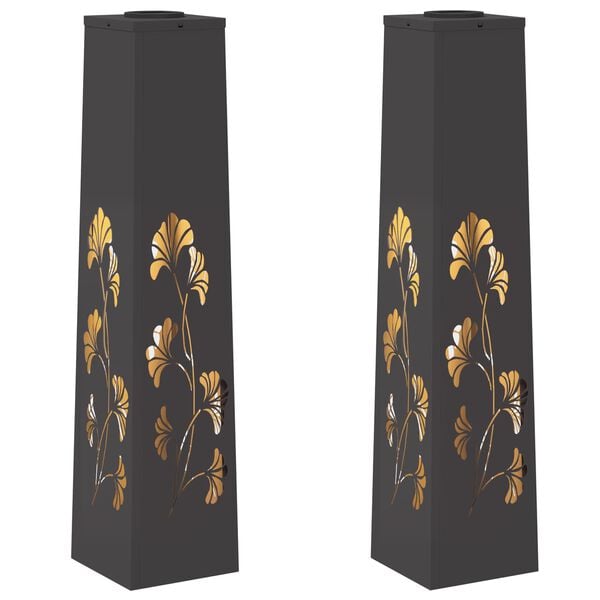 vidaXL Solar LED Pathway Light 2 pcs Black Cold Rolled Steel