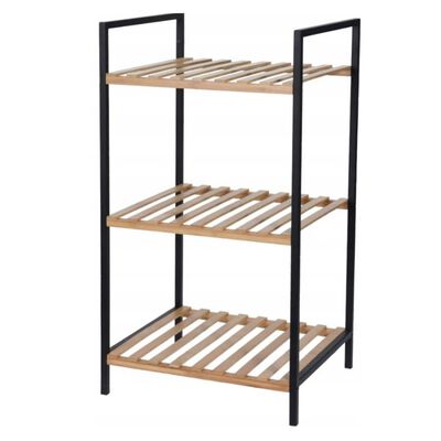Bathroom Solutions Storage Rack with 3 Shelves Bamboo and Steel