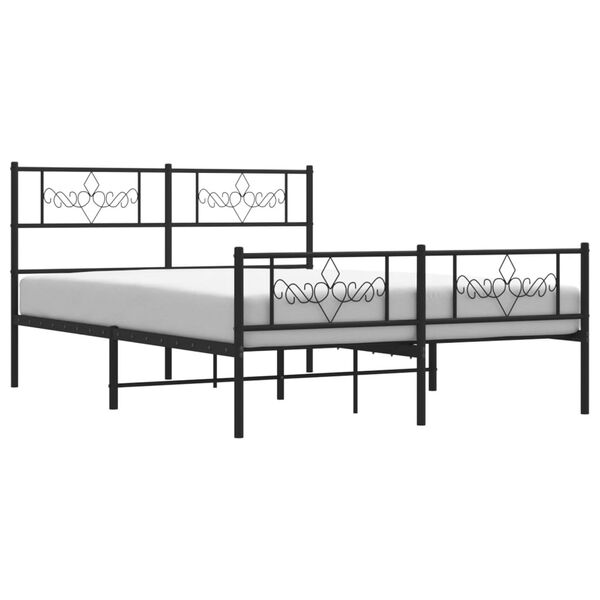 vidaXL Metal Bed Frame without Mattress with Footboard Black 140x190cm