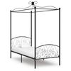 vidaXL Canopy Bed Frame without Mattress Black Metal 90x200 cm