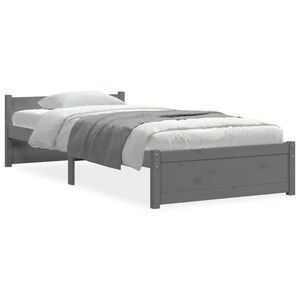vidaXL Bed Frame without Mattress Grey Solid Wood 75x190 cm