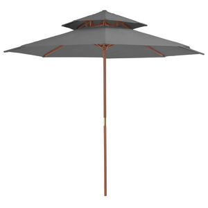vidaXL Double Decker Garden Parasol with Wooden Pole 270 cm Anthracite