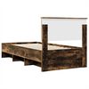 vidaXL Bed Frame with Headboard Smoked Oak 90 x 200 cm Engineered Wood