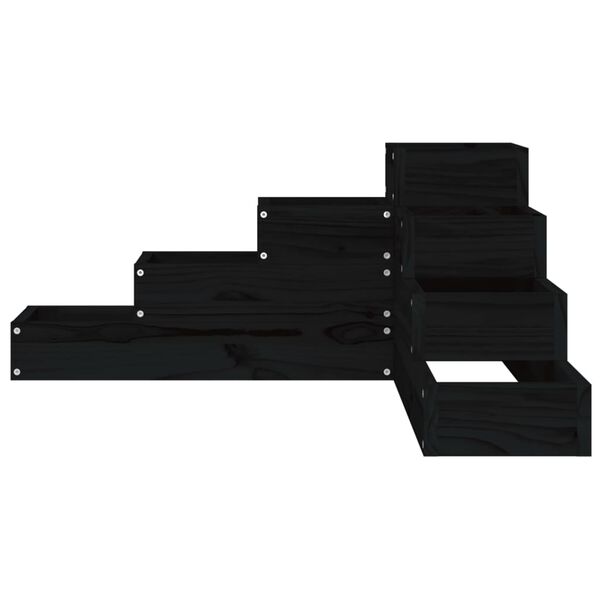 vidaXL Garden Planter 4-Tier 80.5x79x36 cm Black Solid Wood Pine