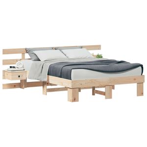 vidaXL Bed Frame with Headboard Brown 140 x 190 cm Solid Pine Wood
