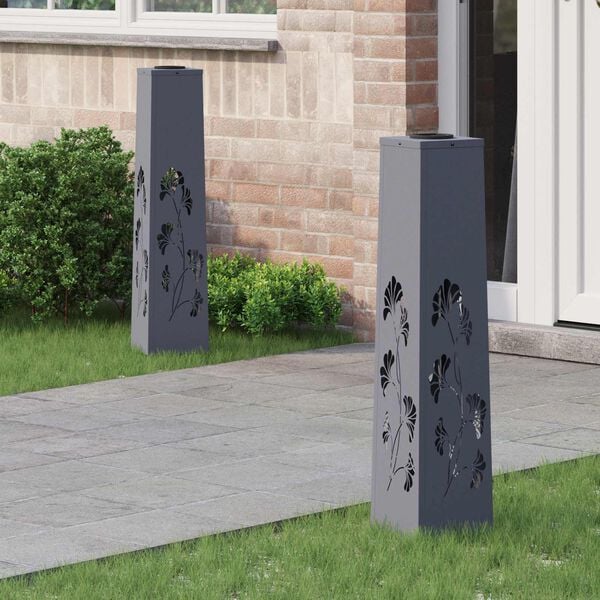 vidaXL Solar LED Pathway Light 2 pcs Anthracite Cold Rolled Steel