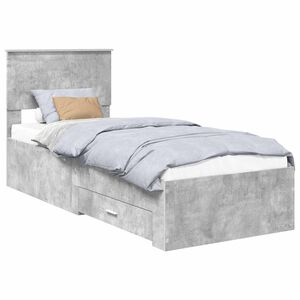 vidaXL Bed Frame Concrete Grey and Silver 70 x 190 cm Engineered Wood