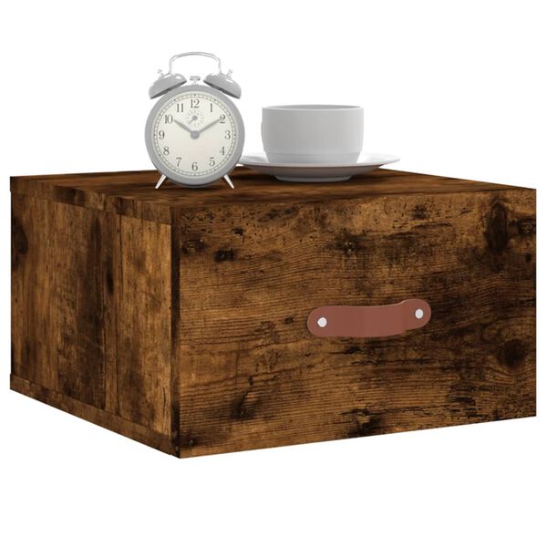 vidaXL Wall-mounted Bedside Cabinet Smoked Oak 35x35x20 cm