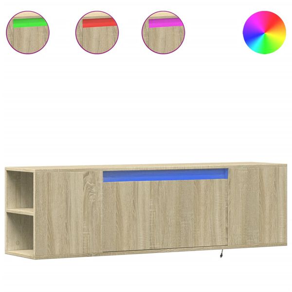 vidaXL TV Wall Cabinet with LED Lights Sonoma Oak 135x31x39.5 cm
