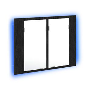 vidaXL Bathroom Mirror Cabinet Black Oak 60 x 12 x 45 cm