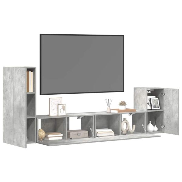 vidaXL 4 Piece TV Cabinet Set Concrete Grey Engineered Wood