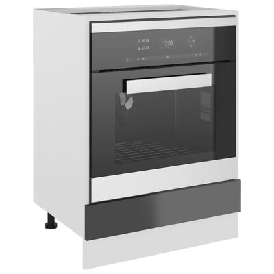 vidaXL Oven Cabinet High Gloss Grey 60x46x81.5 cm Engineered Wood