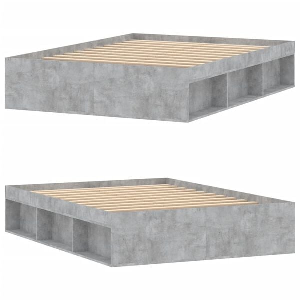 vidaXL Bed Frame without Mattress Concrete Grey 135x190 cm Double Double