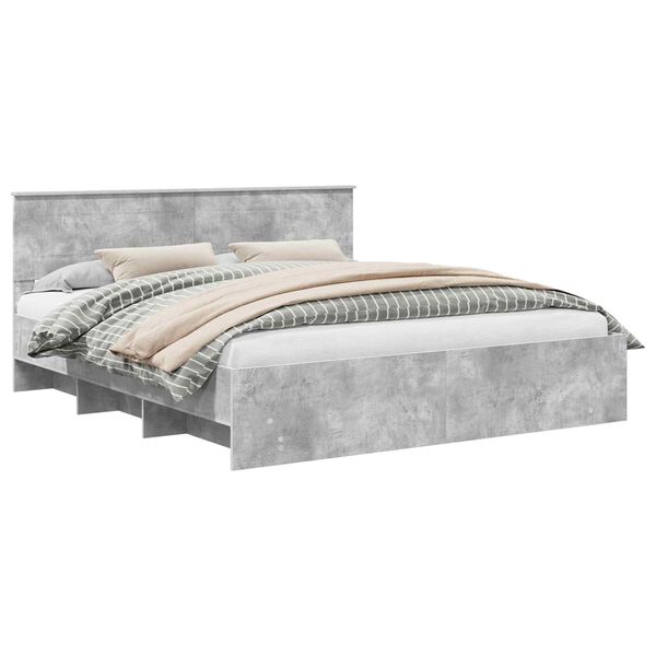 vidaXL Bed Frame Concrete Grey 200 x 200 cm Engineered Wood