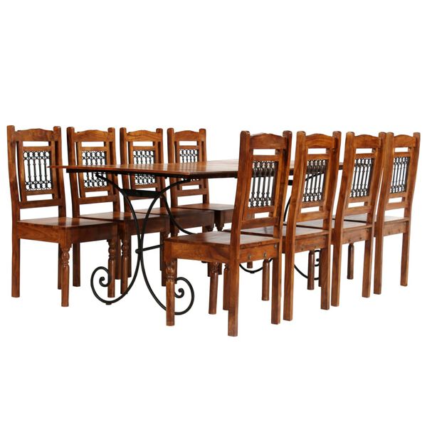 vidaXL Dining Table Set 9 Pieces Solid Acacia Wood