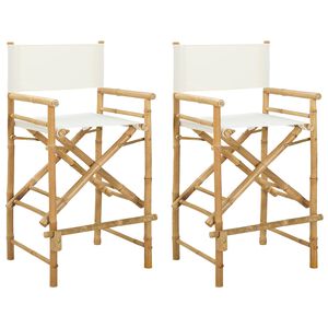 vidaXL Folding Director's Chair 2 pcs Natural Bamboo
