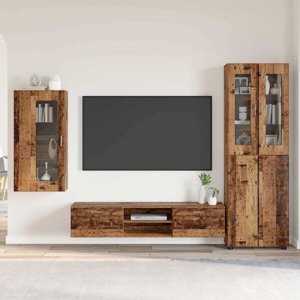 vidaXL TV Cabinet Set with Drawer FLORIN Old Wood Engineered Wood