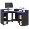 vidaXL Desk with LED Lights Black 130x130x91 cm Engineered Wood