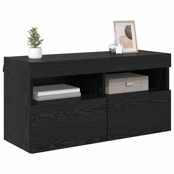 vidaXL TV Wall Cabinet Black Oak 80 x 30 x 40 cm Engineered Wood