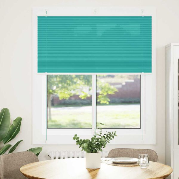 vidaXL Pleated Blind Petrol Green 120x150 cm Fabric Width 119.4 cm Polyester