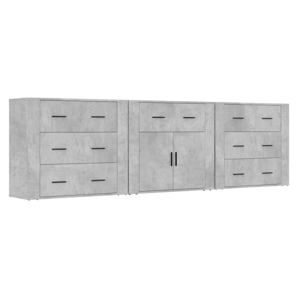 vidaXL Sideboards 3 pcs Concrete Grey Engineered Wood