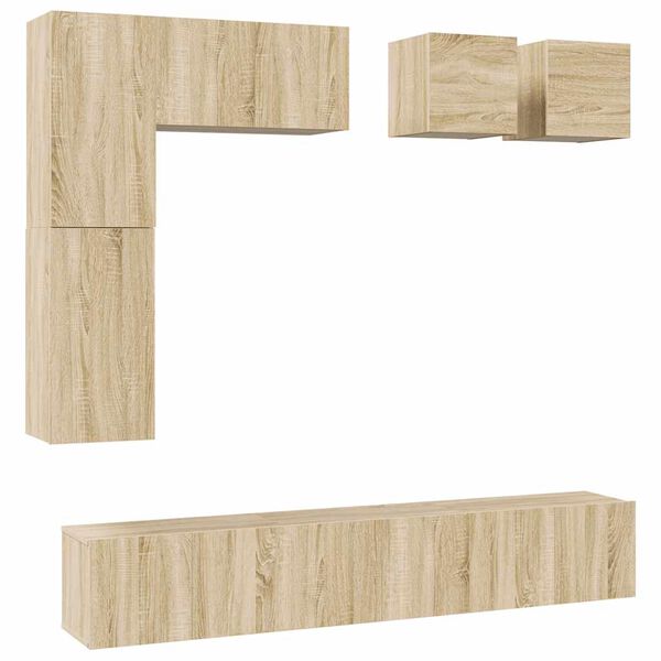 vidaXL 8 Piece TV Cabinet Set Sonoma Oak Engineered Wood