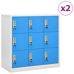 vidaXL Locker Cabinets 2 pcs Light Grey and Blue 90x45x92.5 cm Steel
