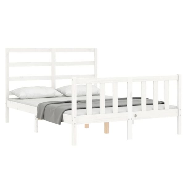 vidaXL Bed Frame without Mattress White Small Double Solid Wood Pine