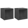 vidaXL TV Cabinets 2 pcs High Gloss Grey 37x35x37 cm Engineered Wood