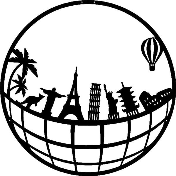 Homemania Wall Decoration World Map 10 50x50 cm Metal Black