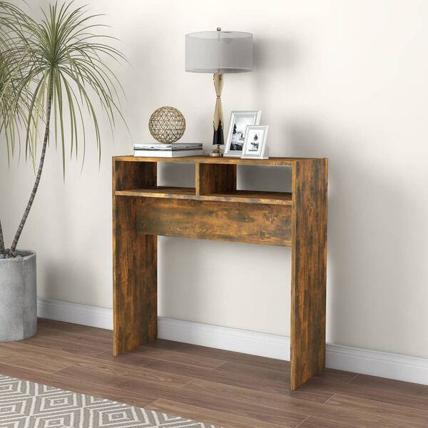 vidaXL Console Table Smoked Oak 78x30x80 cm Engineered Wood