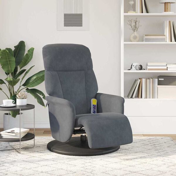 vidaXL Massage Recliner Chair Dark Grey 91 x 71 x 105 cm Velvet