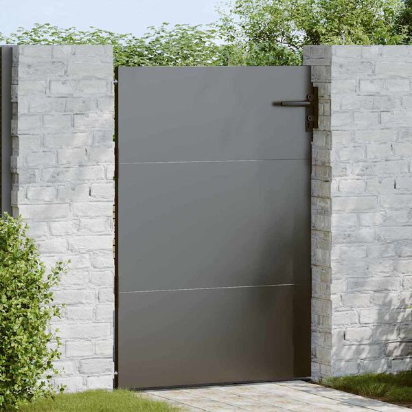 vidaXL Garden Gate with Lock Black 85 x 125 cm Powder-coated steel