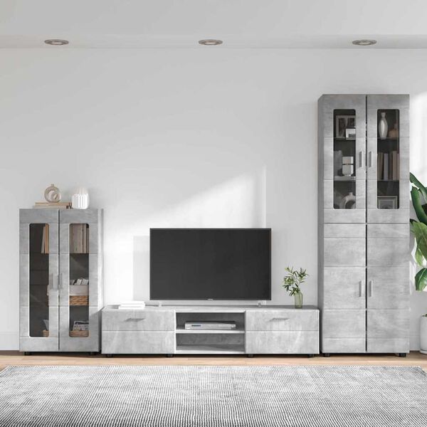 vidaXL TV Cabinet Set with Drawer FLORIN Concrete Grey Engineered Wood