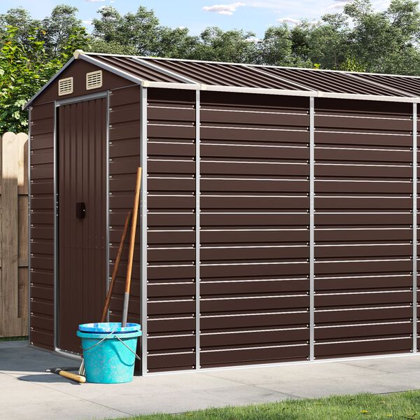 vidaXL Garden Shed Brown 191x725x198 cm Galvanised Steel