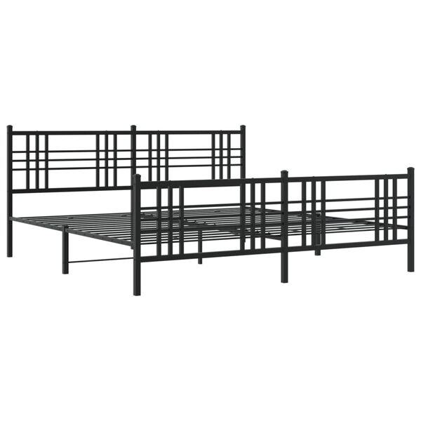 vidaXL Metal Bed Frame without Mattress with Footboard Black 193x203cm
